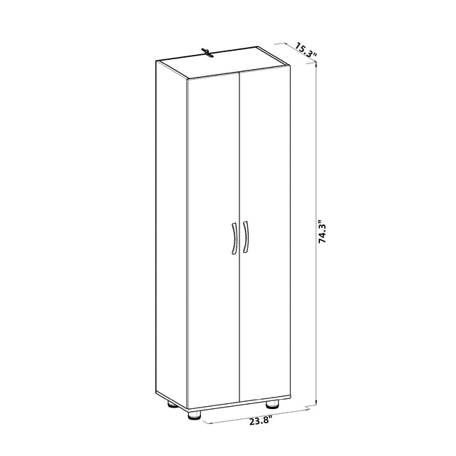75" Tall Garage Storage Cabinet with Adjustable Shelves, White Freestanding Cabinet for Garage, Laundry Room, Pantry, Kitchen, Pantry, or Workshop