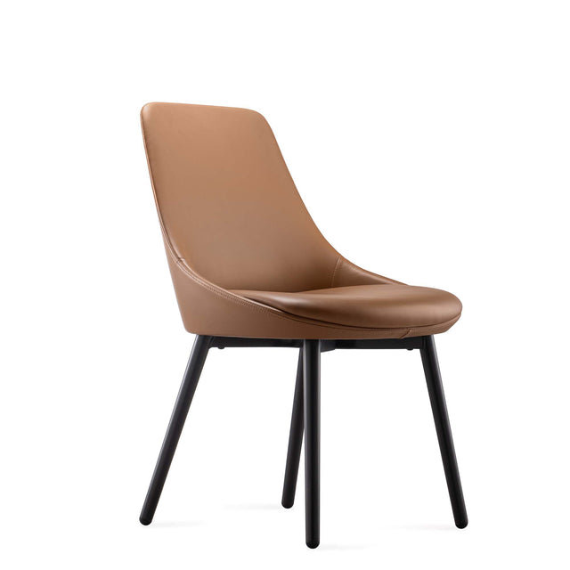 Selini Modern Dining Chair – Set of 2, PU Upholstered Chair with Molded Foam Seat and Durable Iron Frame, Amber/Dark Blue