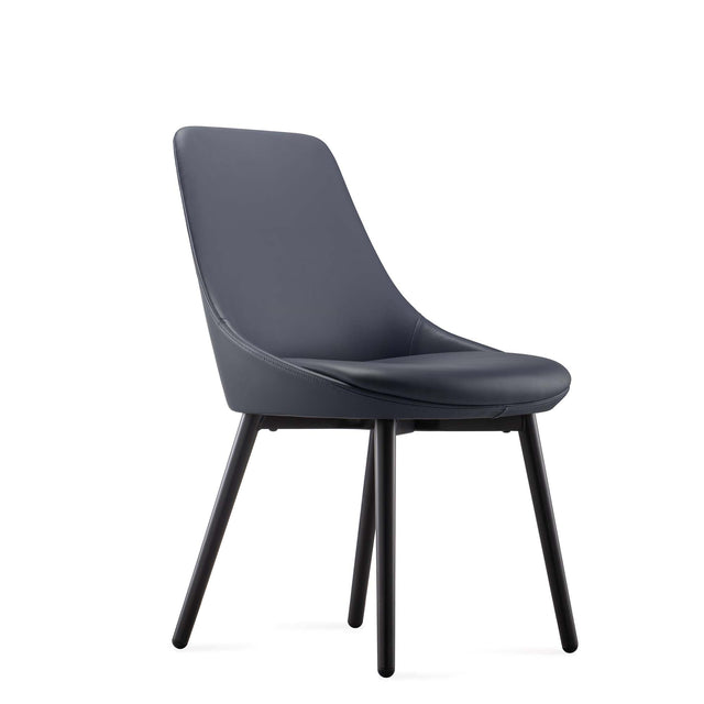 Selini Modern Dining Chair – Set of 2, PU Upholstered Chair with Molded Foam Seat and Durable Iron Frame, Amber/Dark Blue