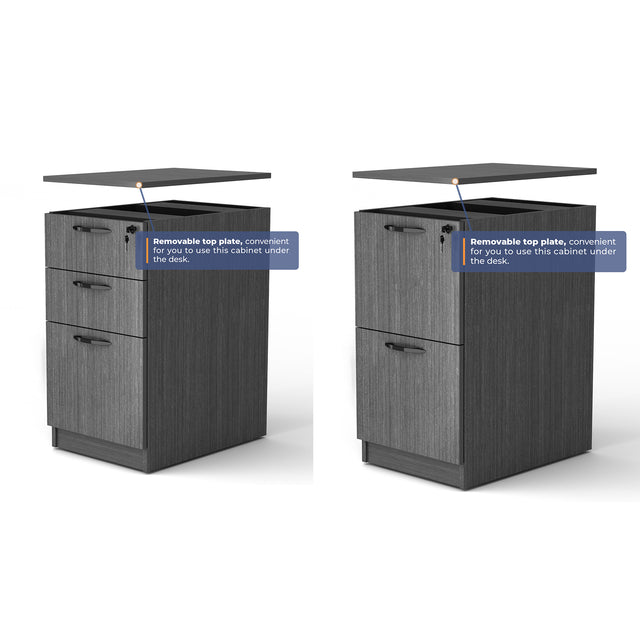 GINO Collection | 67" W L Shape Executive Office Desk with Two File Cabint - Gray | 4 piece set 2205