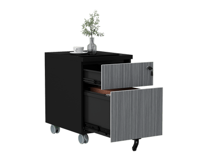 Filing Cabinet | ALFA CUBOX 2-Drawer Gray Black Mobile Vertical File Cabinet with Lock15"