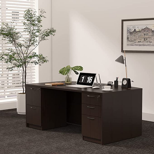 GINO Collection | 67" W Executive Office Desk with Two File Cabint 3 piece set