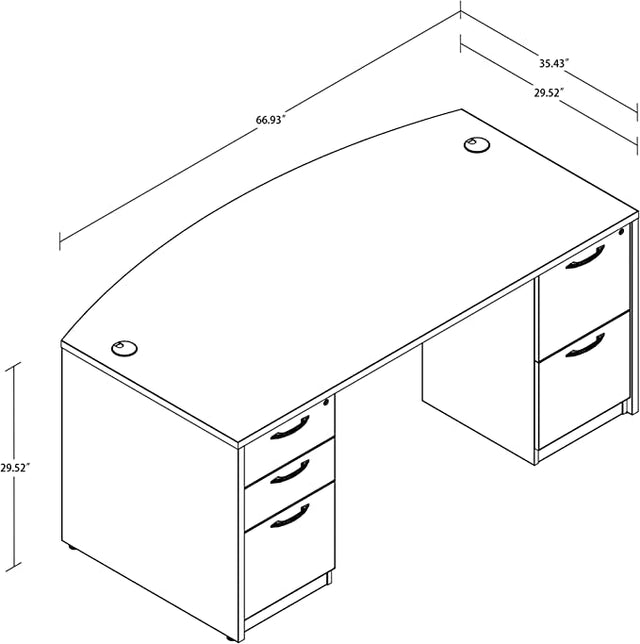 GINO Collection | 67" W Executive Office Desk with Two File Cabint 3 piece set