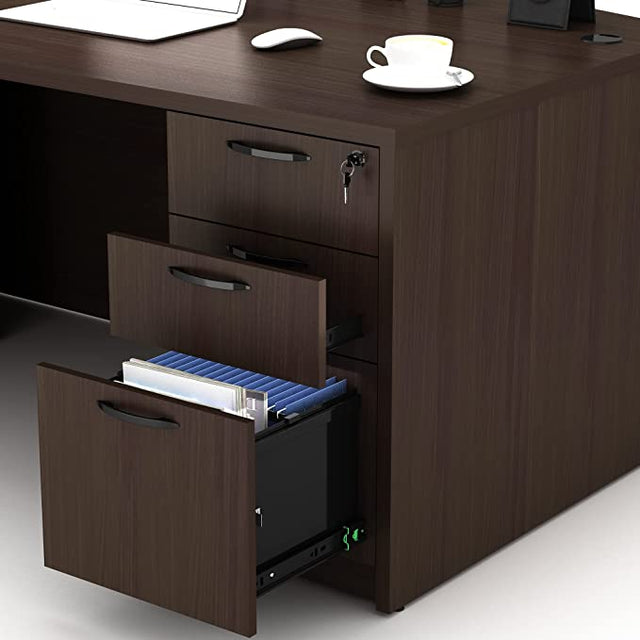 GINO Collection | 67" W Executive Office Desk with Two File Cabint 3 piece set
