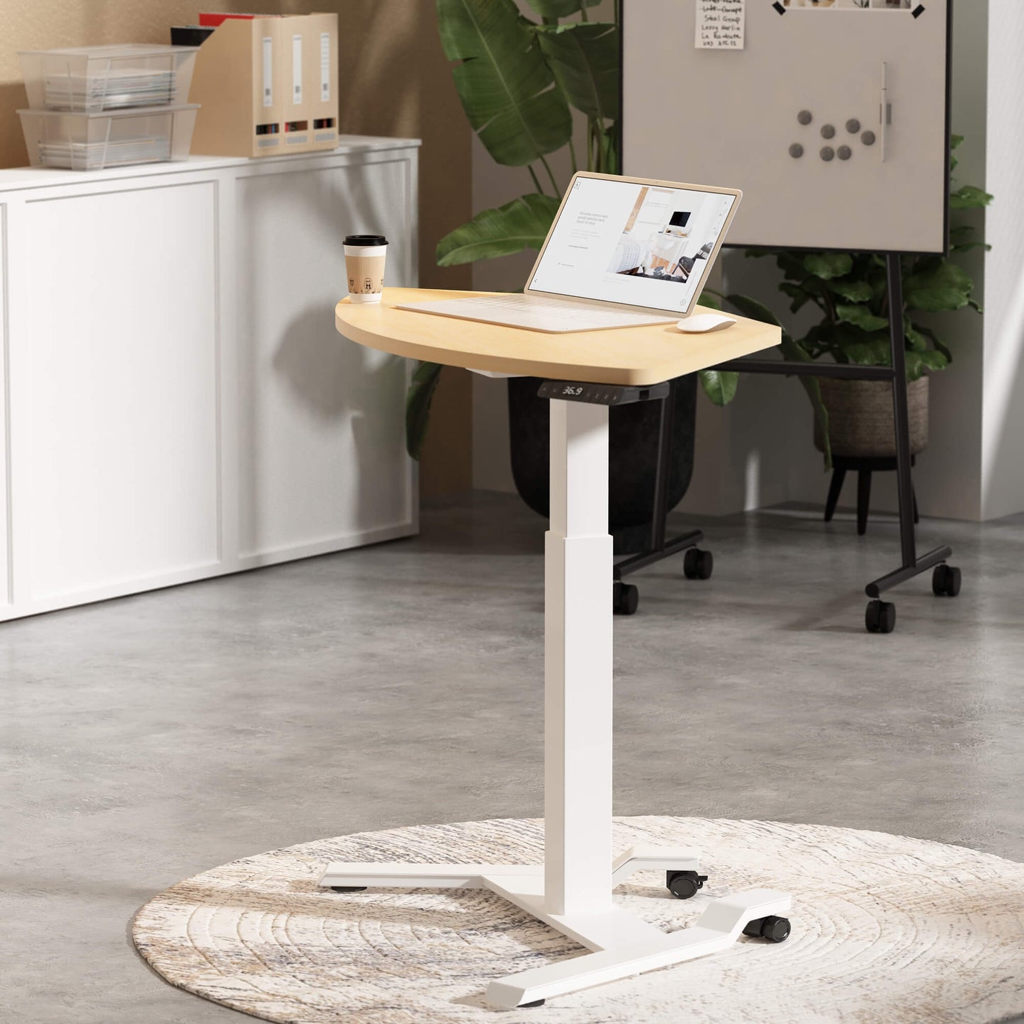 Fan-Shape Mobile Podium | ALFA Adjustable Laptop Stand with Locking Wheels & Presets