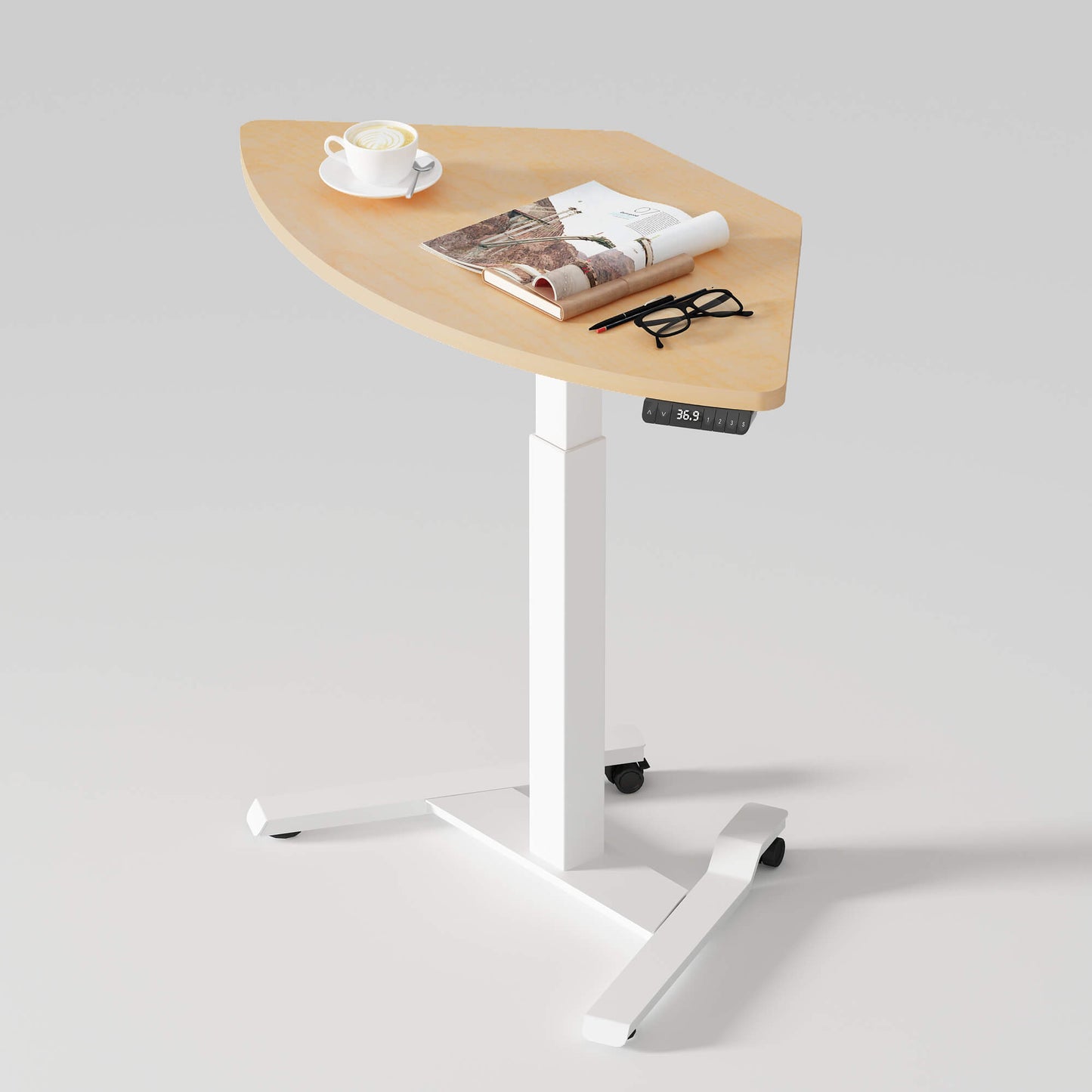 Fan-Shape Mobile Podium | ALFA Adjustable Laptop Stand with Locking Wheels & Presets