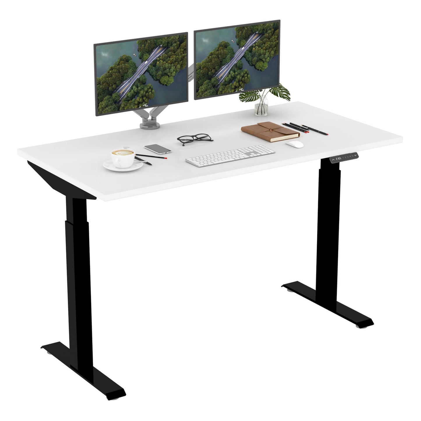 Dual Motor Standing Desk | ALFA DUO Desk - Standing Desk Dual Motor 2 Stage 55 x 28"