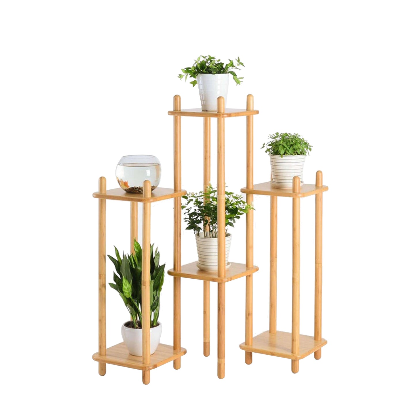 Wood Plant Stand 3Pcs | ALFA x PIY CELL Plant Stand - Window Garden Balcony Plant Holder